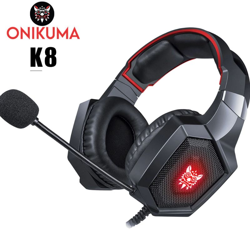 Audífonos Gamer Onikuma K8 Negro Con Luz Rgb Led