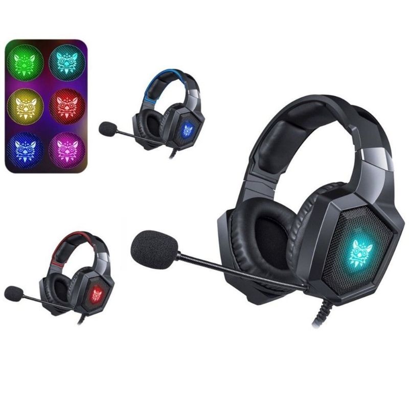 Audífonos Gamer Onikuma K8 Negro Con Luz Rgb Led