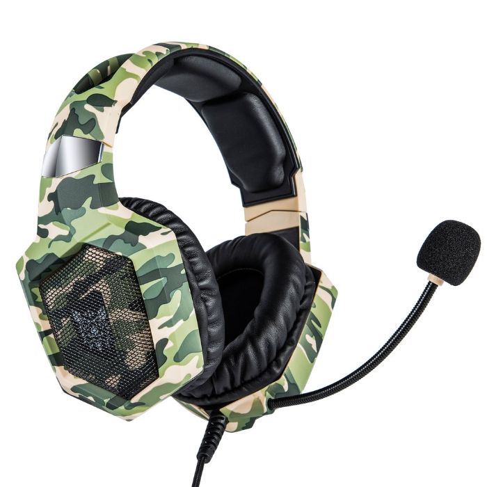 Audífonos Gamer Onikuma K8 Camuflaje Verde Con Luz Rgb Led