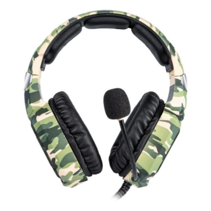 Audífonos Gamer Onikuma K8 Camuflaje Verde Con Luz Rgb Led