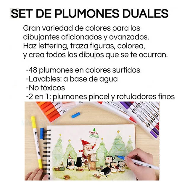 36 Plumones Rotuladores Duales Para Dibujo Lettering Punta Pincel ColorBrush