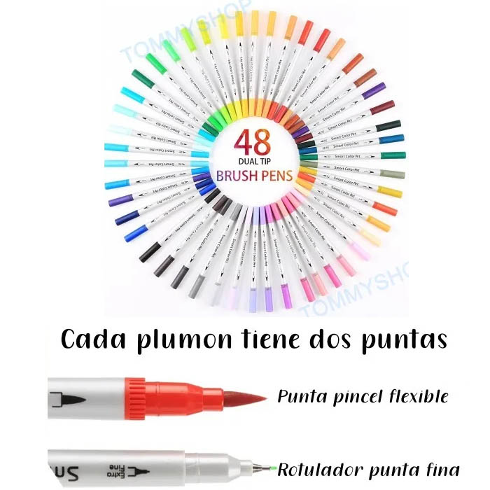36 Plumones Rotuladores Duales Para Dibujo Lettering Punta Pincel ColorBrush