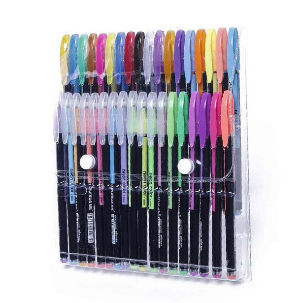 36 Plumas de Gel en Colores Surtidos Dibujo y Escritura Punto Mediano GelPens