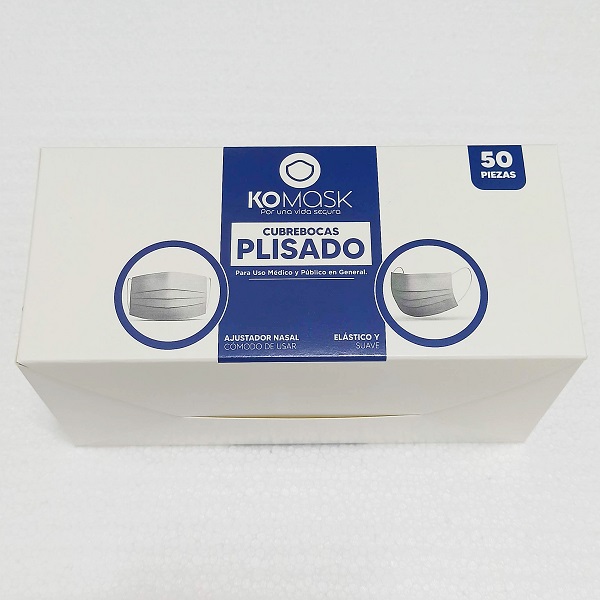 Cubrebocas blanco plisado 50 piezas triple capa uso personal desechable color blanco