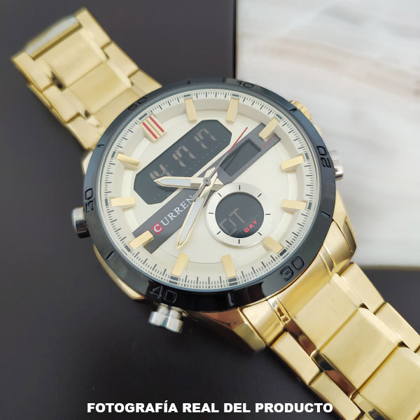 Reloj Curren Analogo y Digital Duale Dorado