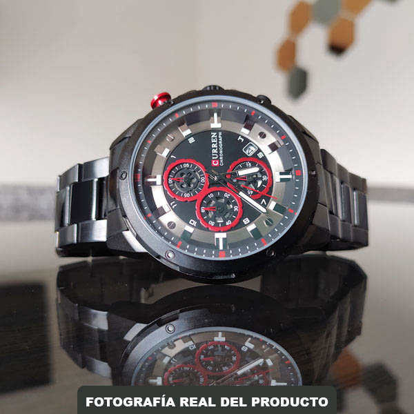 Reloj Curren Analogo Reler Negro/Rojo