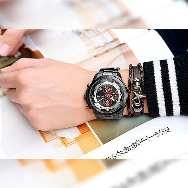 Reloj Curren Analogo Reler Negro/Rojo