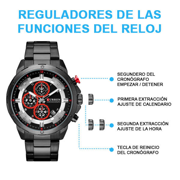 Reloj Curren Analogo Reler Negro/Rojo