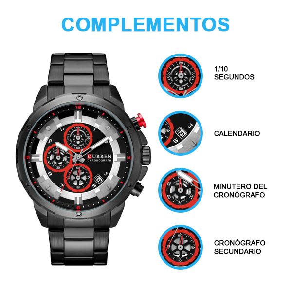 Reloj Curren Analogo Reler Negro/Rojo
