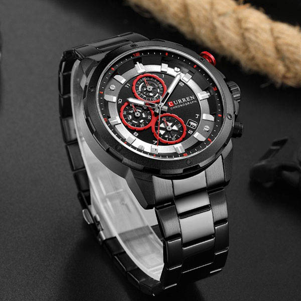 Reloj Curren Analogo Reler Negro/Rojo