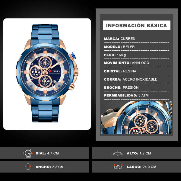 Reloj Curren Analogo Reler Azul