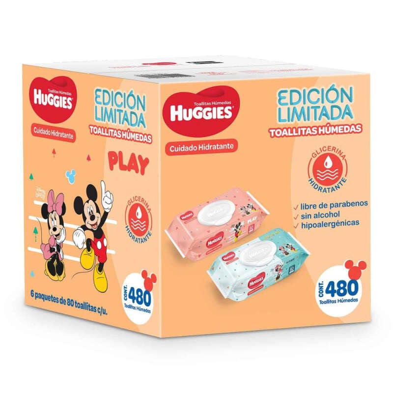 Toallitas húmedas Huggies Cuidado Hidratante 6 pzas de 80 toallas
