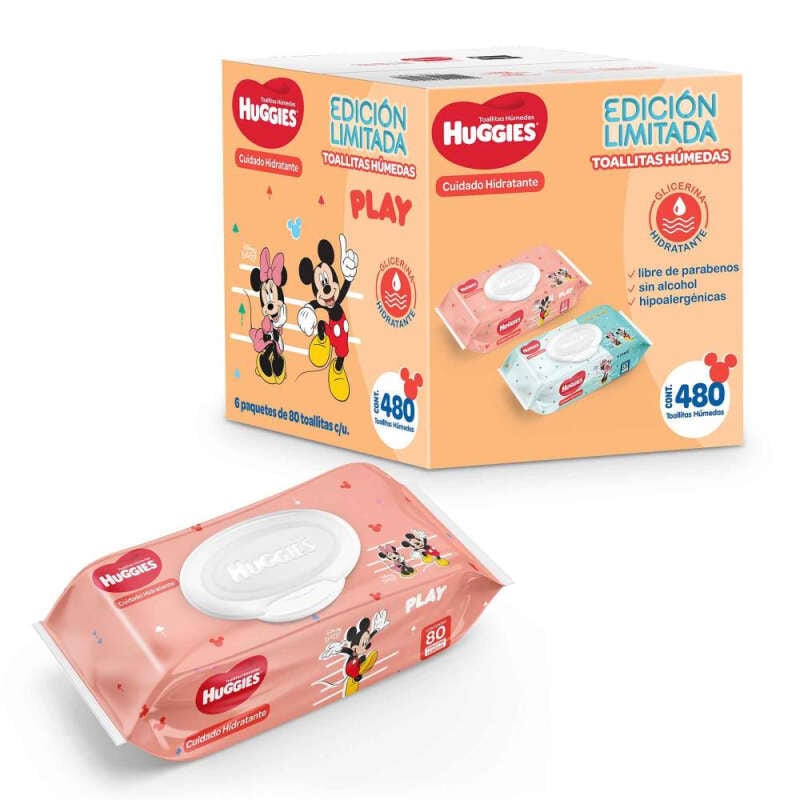 Toallitas húmedas Huggies Cuidado Hidratante 6 pzas de 80 toallas