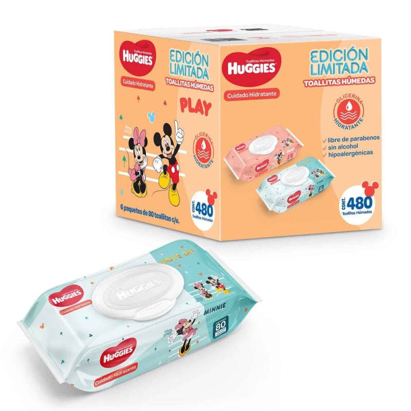 Toallitas húmedas Huggies Cuidado Hidratante 6 pzas de 80 toallas
