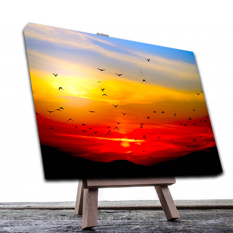 Cuadro Decorativo Canvas atardecer rojo y amarillo.