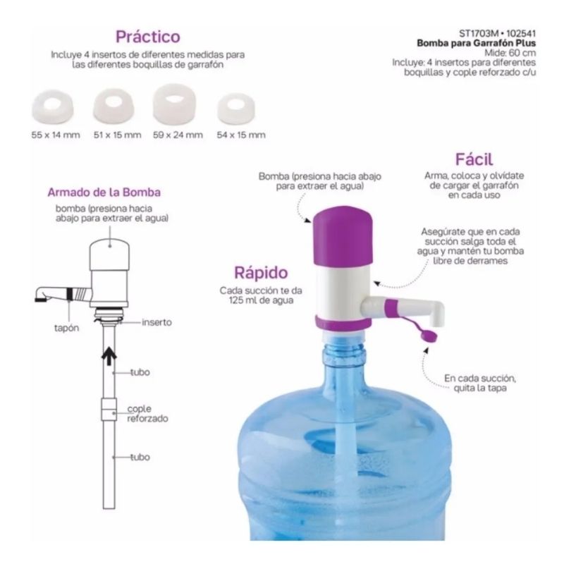 DISPENSADOR DE AGUA MANUAL PARA GARRAFON GRANDE O CHICO ADAPTABLE