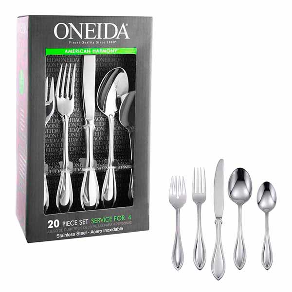 Juego de Cubiertos acero inoxidable Harmony Oneida 20 pzas. 1 paq. ONEIDA-2905020K
