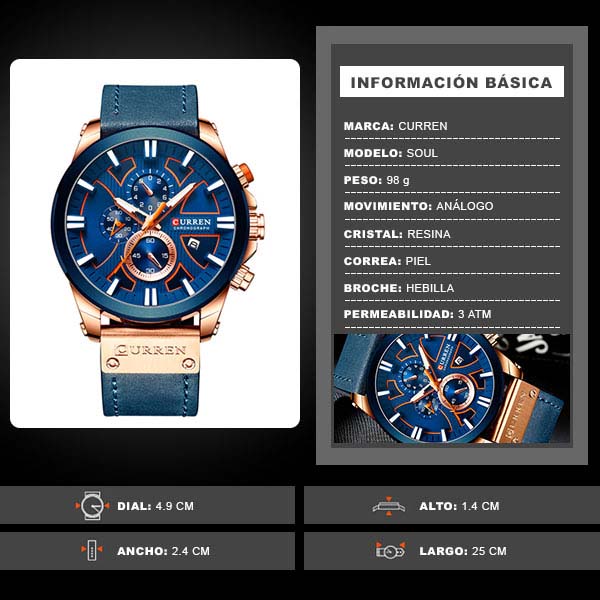 Reloj Curren Analogo Soul Azul