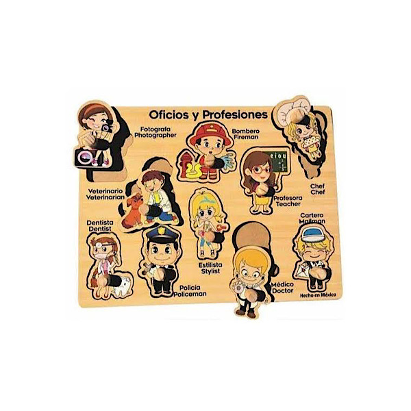 Rompecabezas Madera De Botón - Oficios y profesiones