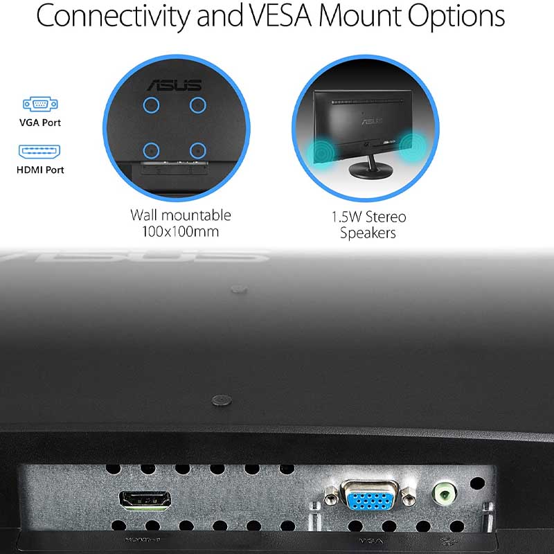 MONITOR ASUS GAMER VP228HE 21.5 PULGADAS 1MS 60HZ BOCINAS VGA HDMI