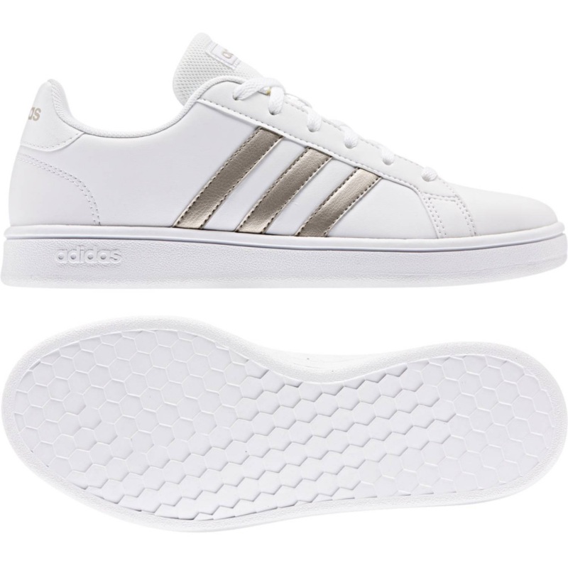TENIS ORIGINAL ADIDAS GRAND COURT BASE BLANCO PLATA MUJER EE7874