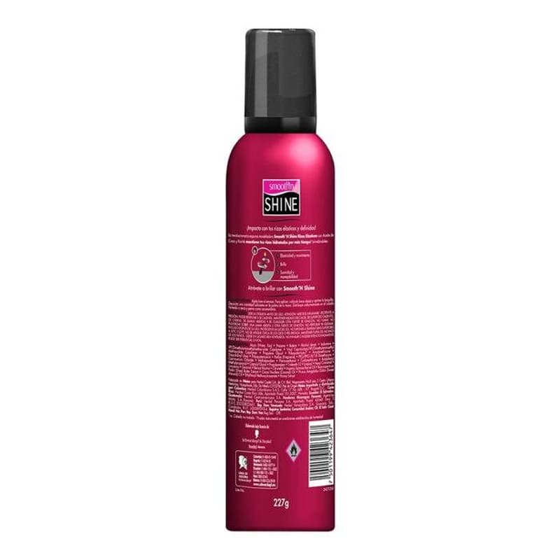 Espuma Modeladora Schwarzkopf Smooth'n Shine Rizos Elásticos Aceite de Coco y Karité 227g