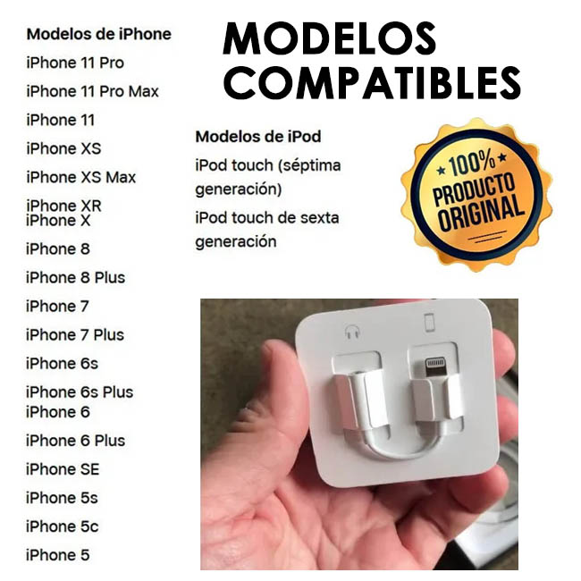 Adaptador de Lightning a jack 3.5 mm para Audífonos Apple Original