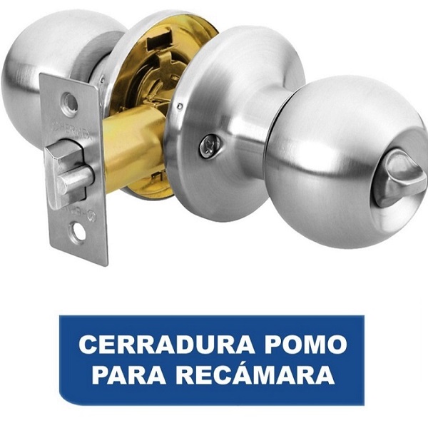 CERRADURA CHAPA PARA PUERTA CUARTO RECAMARA POMO PLATEADA HERMEX
