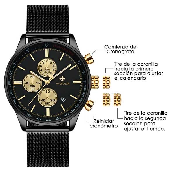 Reloj Sloan Negro/Dorado