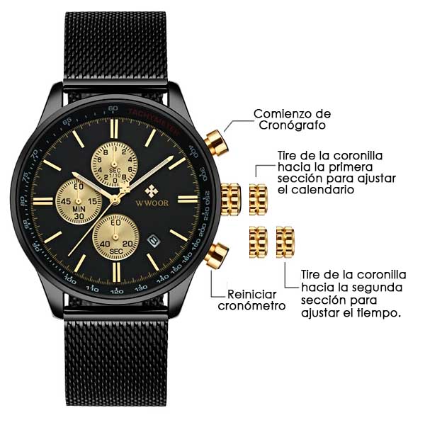 Reloj Sloan Negro/Dorado