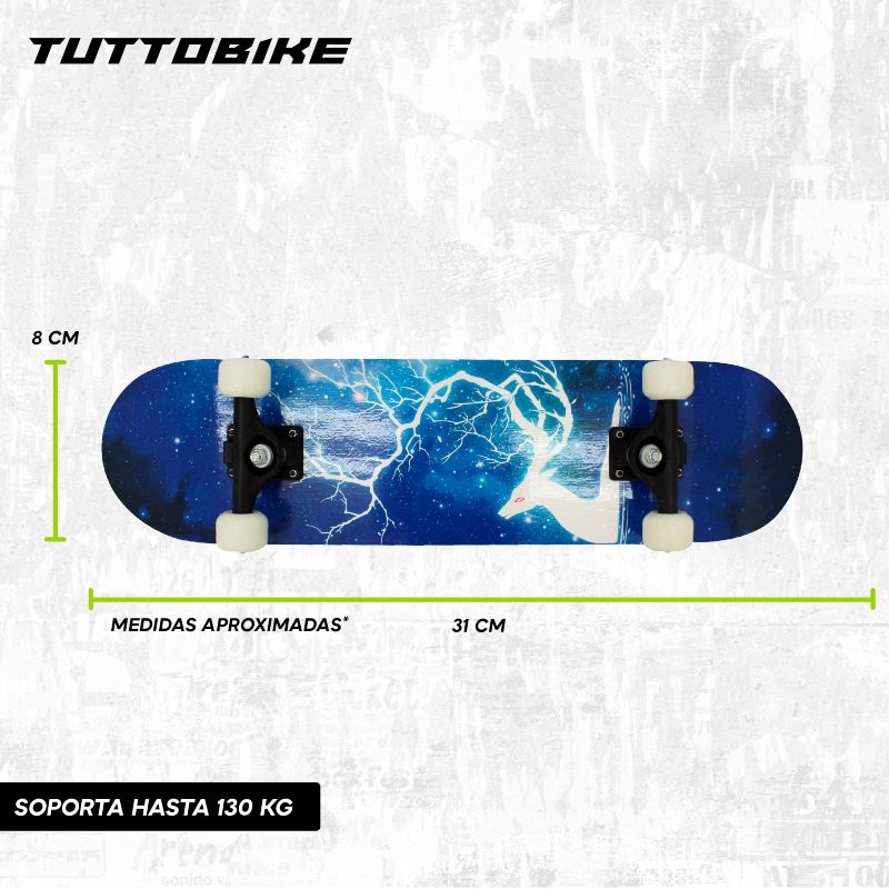 Patineta De Madera Con Ejes De Plástico Venado Azul