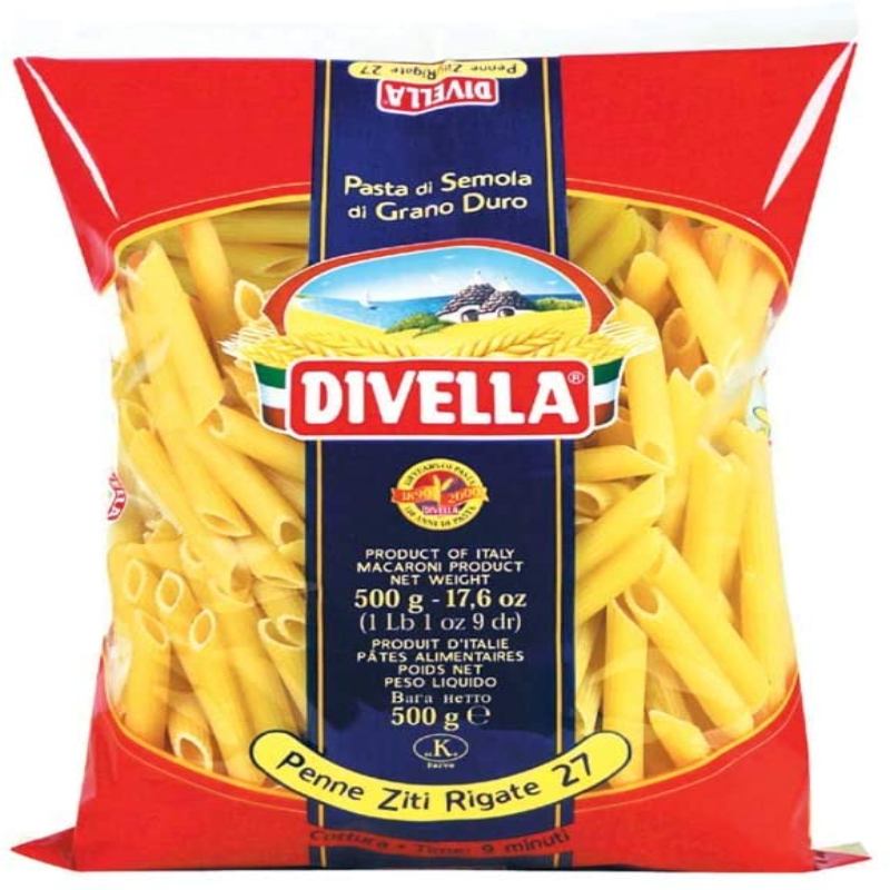 Caja de 10 Piezas de Pasta Penne Divella No. 7 Italiana de Sémola de Trigo