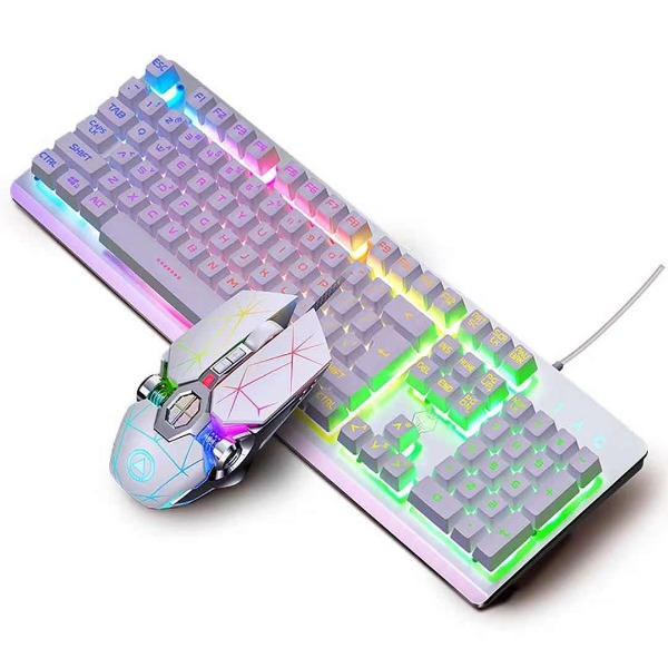 KIT TECLADO MOUSE GAMER RETROILUMINACION MECÁNICO