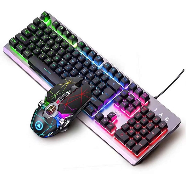 KIT TECLADO MOUSE GAMER RETROILUMINACION MECÁNICO