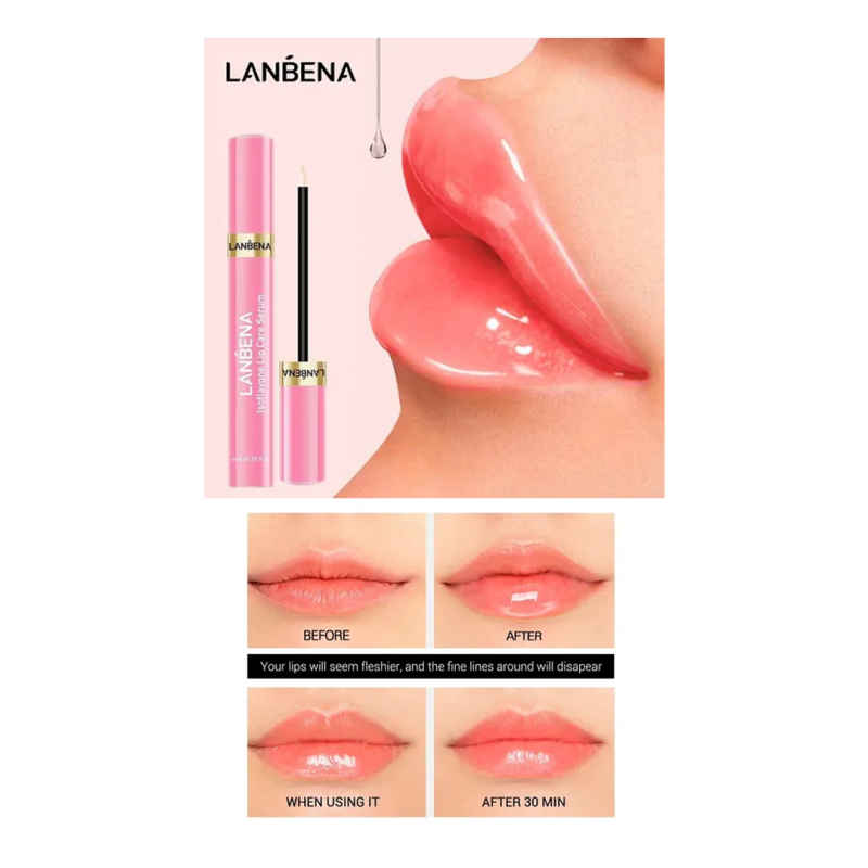 Kit Cuidado Facial Lanbena Sérum Colágeno Hidratante + Parches De Ojos Original Antiarruga + Masajeador Rostro Acido Hialuronico