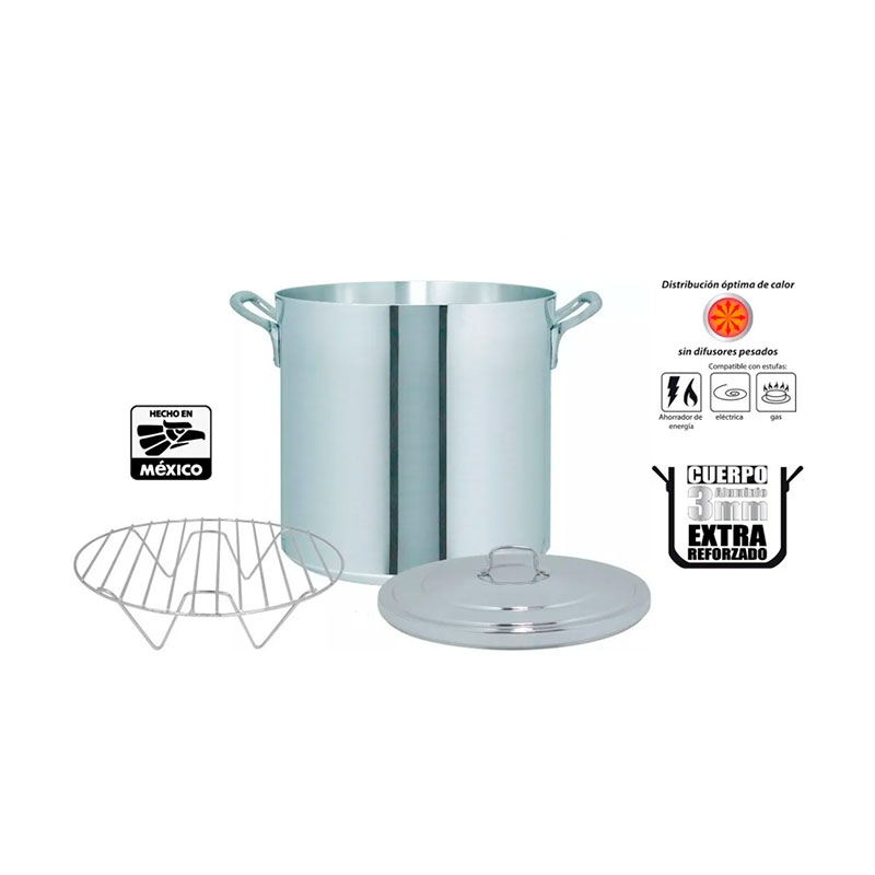 Vaporera, Olla 35 Lts Aluminio Triple Fuerte