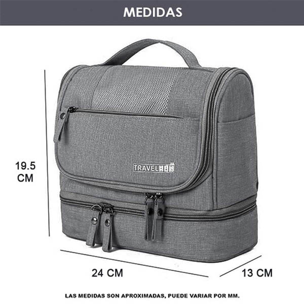 Nececer de Viaje, Multiples Bolsillos, Organizador, Compartimiento Imperbeable, Gran Capacidad, con  Gris