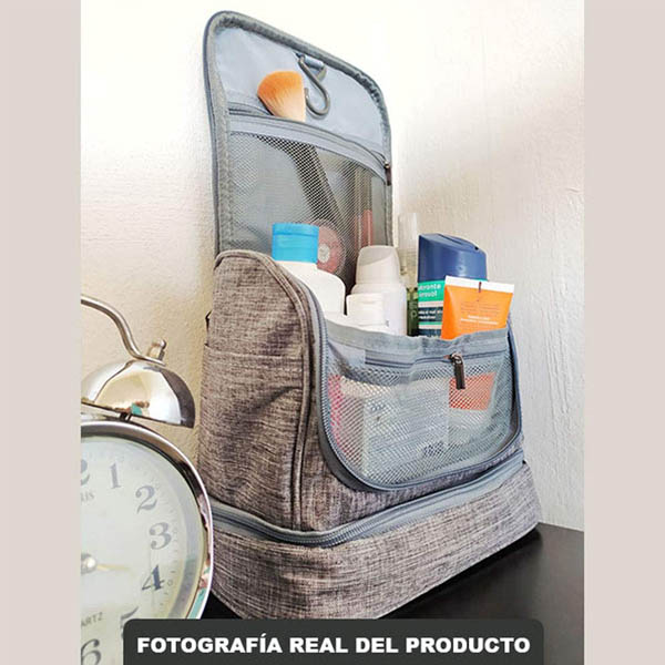 Nececer de Viaje, Multiples Bolsillos, Organizador, Compartimiento Imperbeable, Gran Capacidad, con  Gris