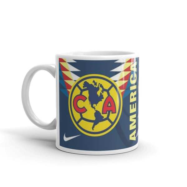 TAZA BLANCA AMERICA  AZUL