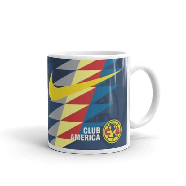 TAZA BLANCA AMERICA  AZUL
