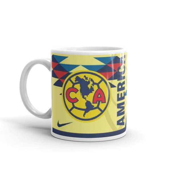 TAZA BLANCA AMERICA  AZUL