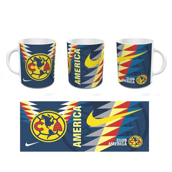 TAZA BLANCA AMERICA  AZUL