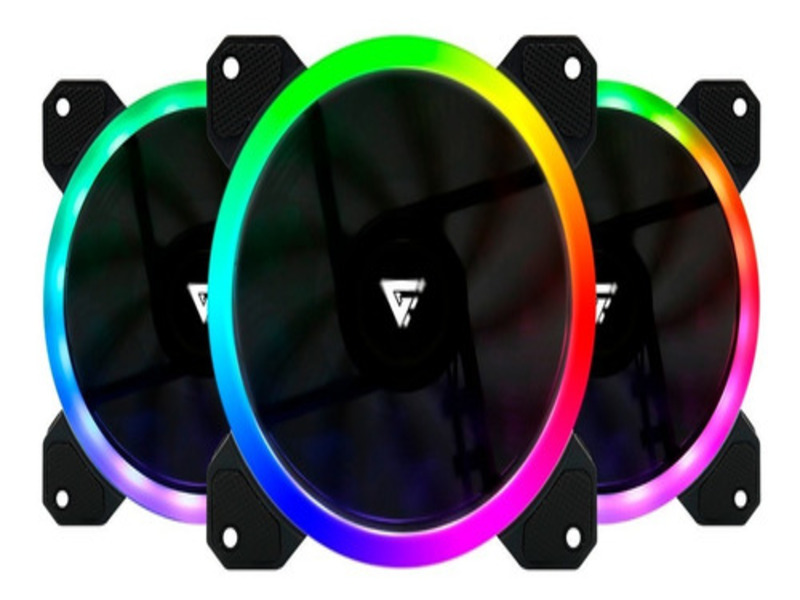 Kit 3 Ventiladores Pc 120 Mm Led Rgb + 2 Tiras Led Rgb Game Factor Silencioso Alto Flujo
