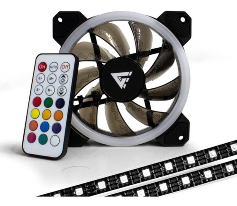 Kit 3 Ventiladores Pc 120 Mm Led Rgb + 2 Tiras Led Rgb Game Factor Silencioso Alto Flujo