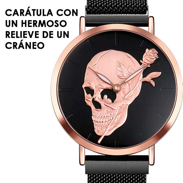 Reloj para Mujer Elegante Minimalista de Cráneo Broche Magnetico