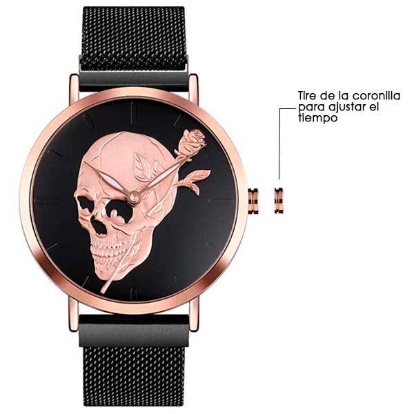 Reloj para Mujer Elegante Minimalista de Cráneo Broche Magnetico