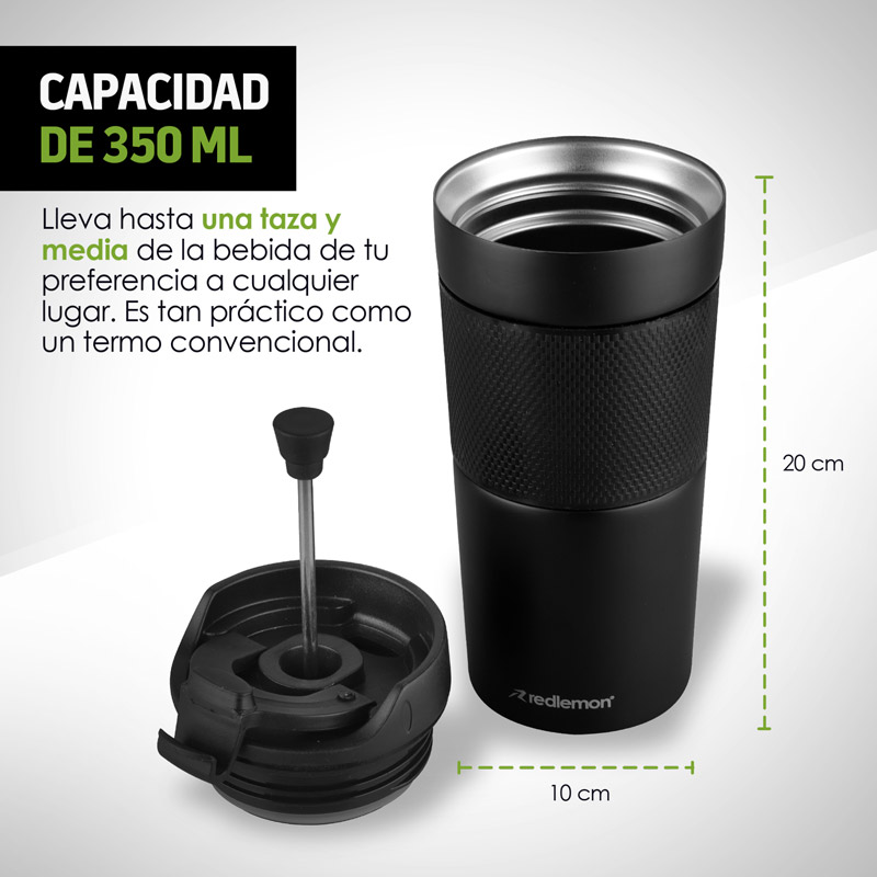 Termo para Café con Prensa Francesa 350 ml Redlemon
