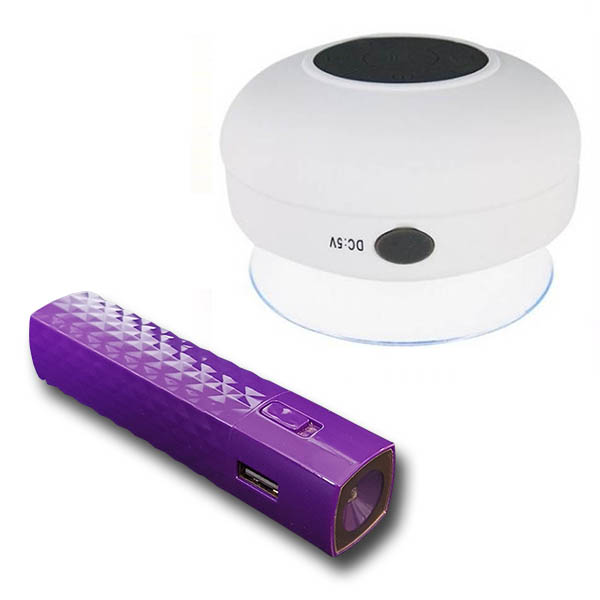 Bocina Bluetooth Contra Agua+power Bank 2600mah Con Luz Led