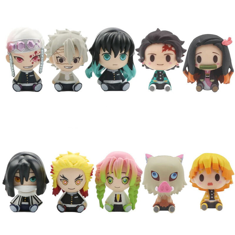 10 Figuras Chibi de Kimetsu no Yaiba Demon Slayer Anime Coleccion Tanjiro Rengoku