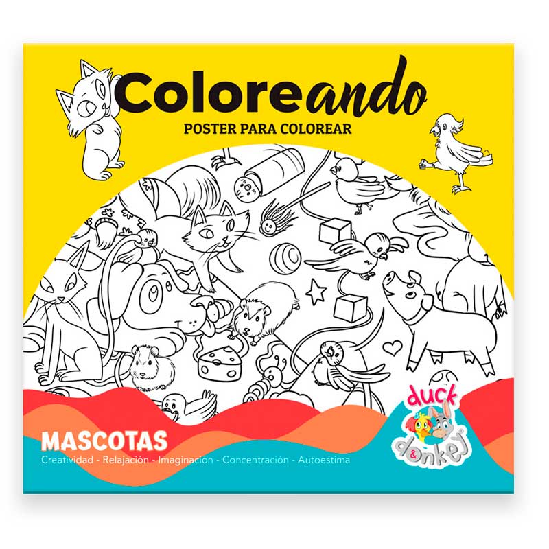Póster para colorear, Mascotas